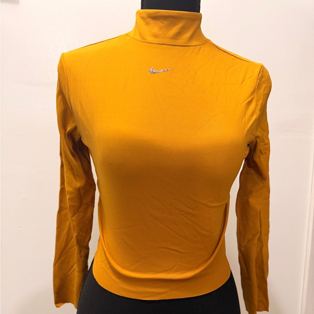 Nike Women's Long Sleeve Mock Neck Top in Mustard